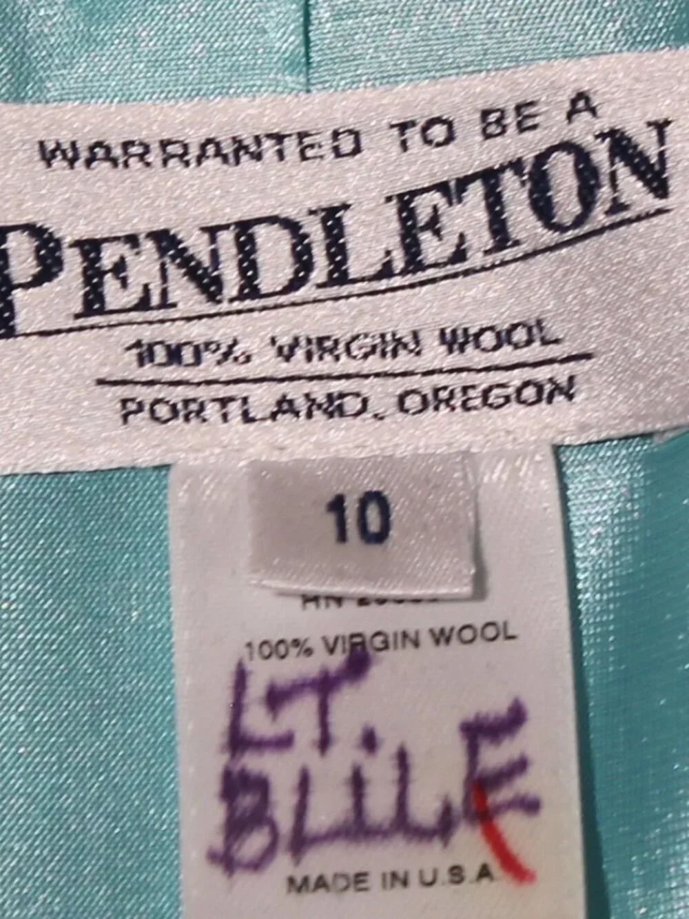 Vintage Pendleton Mint Seafoam Blue Wool Single Button Blazer Jacket